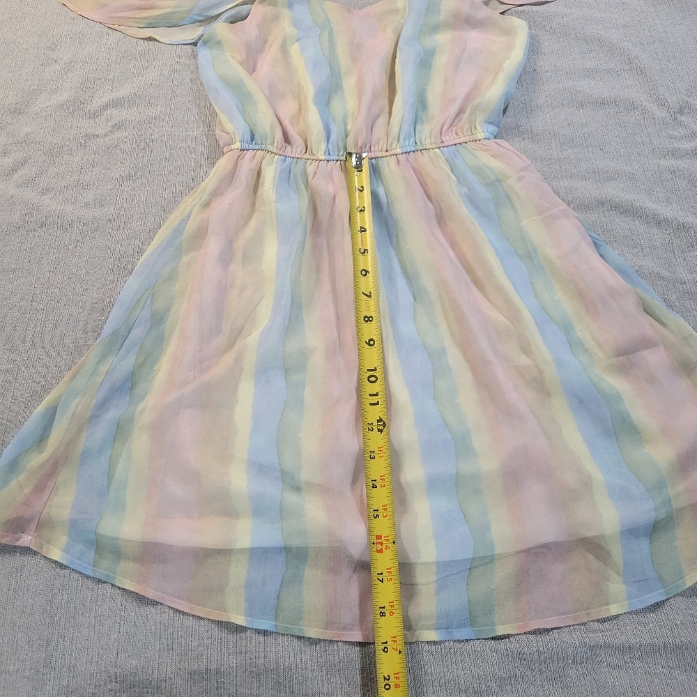 Andree By Unit Small Womens Dress Pastel Rainbow Flutter Sleeve Flowy EUC - Picture 5 of 13